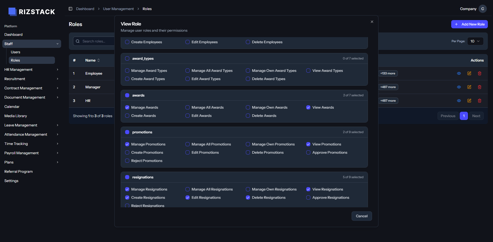 AptlyHR roles overview